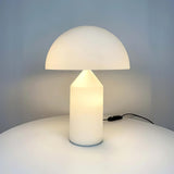 Modern White Blown Glass Mushroom Table Lamp with Geometric Dome Shade for Bedside and Living Room