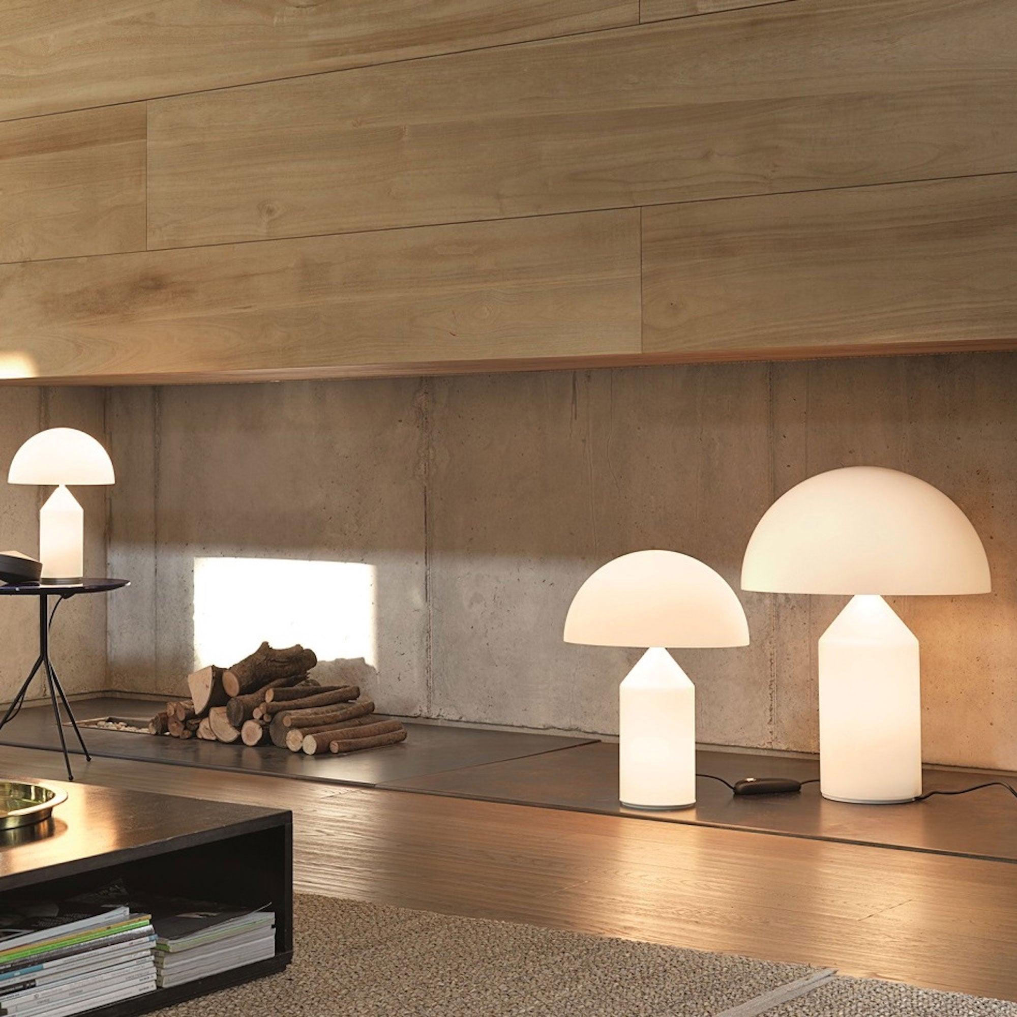 Modern White Blown Glass Mushroom Table Lamp with Geometric Dome Shade for Bedside and Living Room