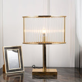 Avano Mid Century Modern Glass Desk Lamp with Gold Iron Base for Living Room Office