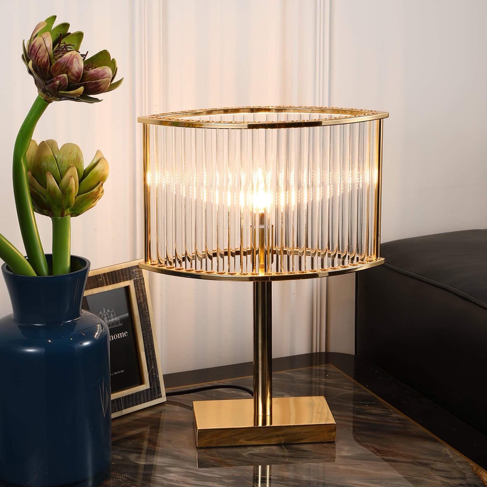 Avano Mid Century Modern Glass Desk Lamp with Gold Iron Base for Living Room Office