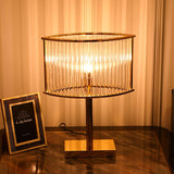 Avano Mid Century Modern Glass Desk Lamp with Gold Iron Base for Living Room Office