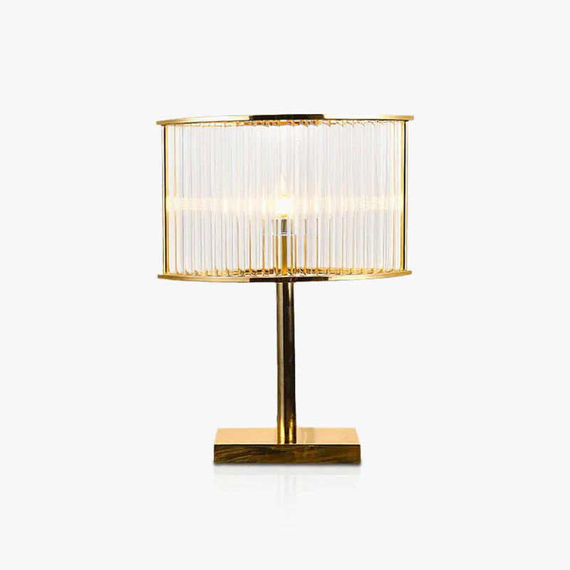 Avano Mid Century Modern Glass Desk Lamp with Gold Iron Base for Living Room Office