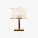 Avano Mid Century Modern Glass Desk Lamp with Gold Iron Base for Living Room Office