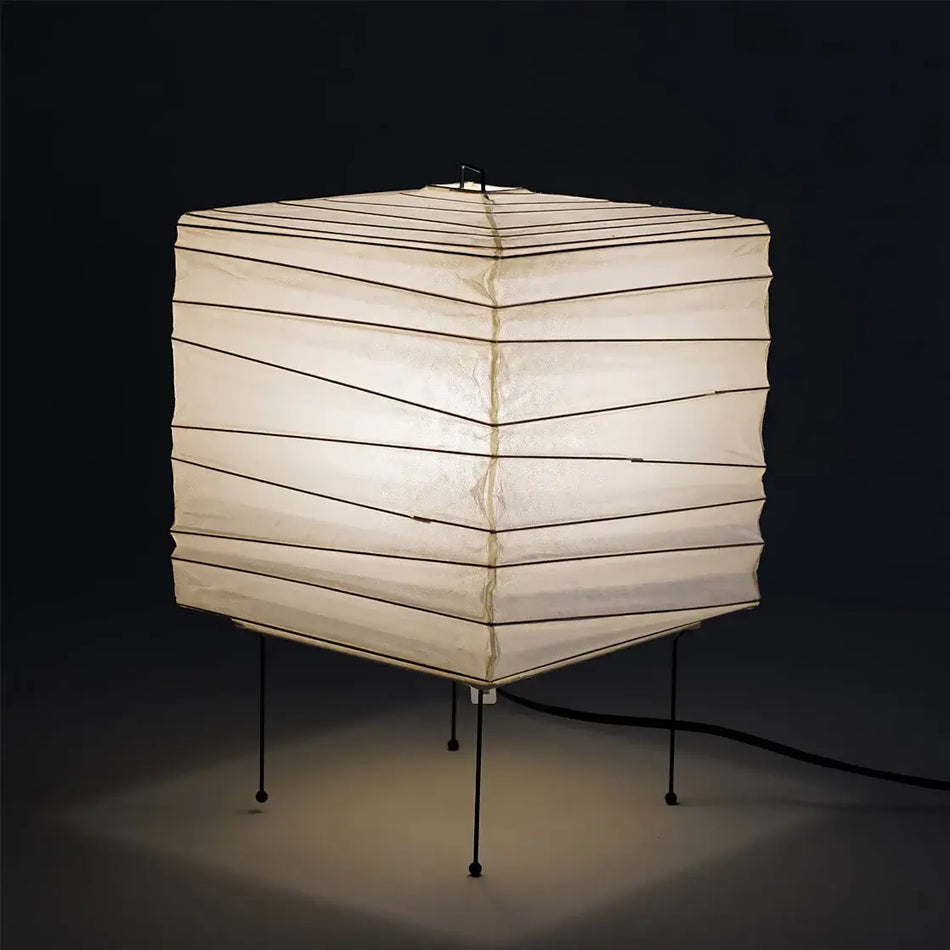 Ayla Cube Rice Paper Table Lamp Minimalist Japanese Style Desk Light for Bedroom