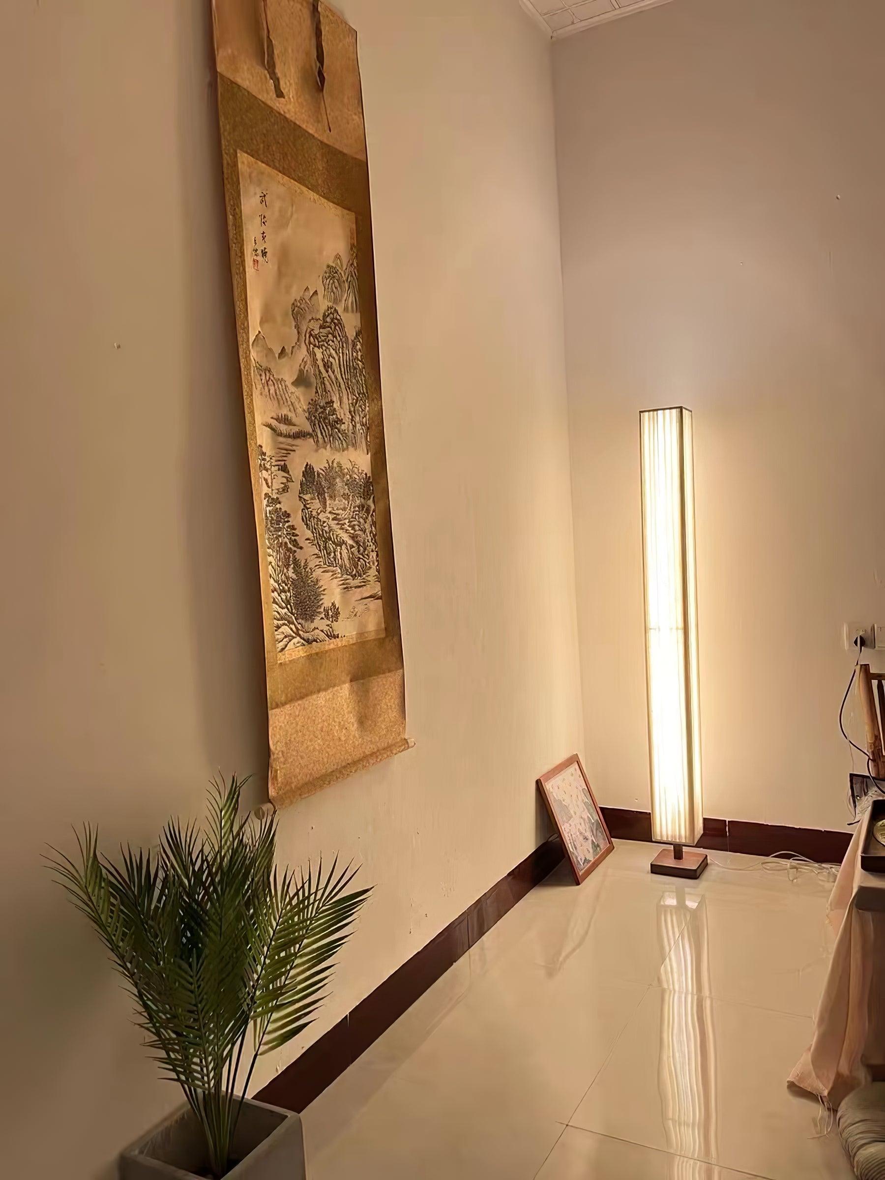 elegant-minimalist-fabric-cylinder-standing-lamp-with-natural-wood-base