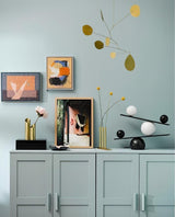 Modern Artistic Balance Table Lamp with Glass Spheres and Black Marble Base