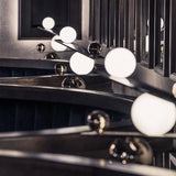 Modern Artistic Balance Table Lamp with Glass Spheres and Black Marble Base