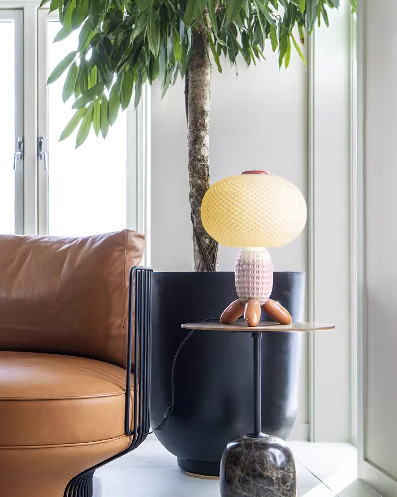 Modern Glass Balloon Table Lamp Sculptural Integrated LED Bedside Lighting for Contemporary Home Decor