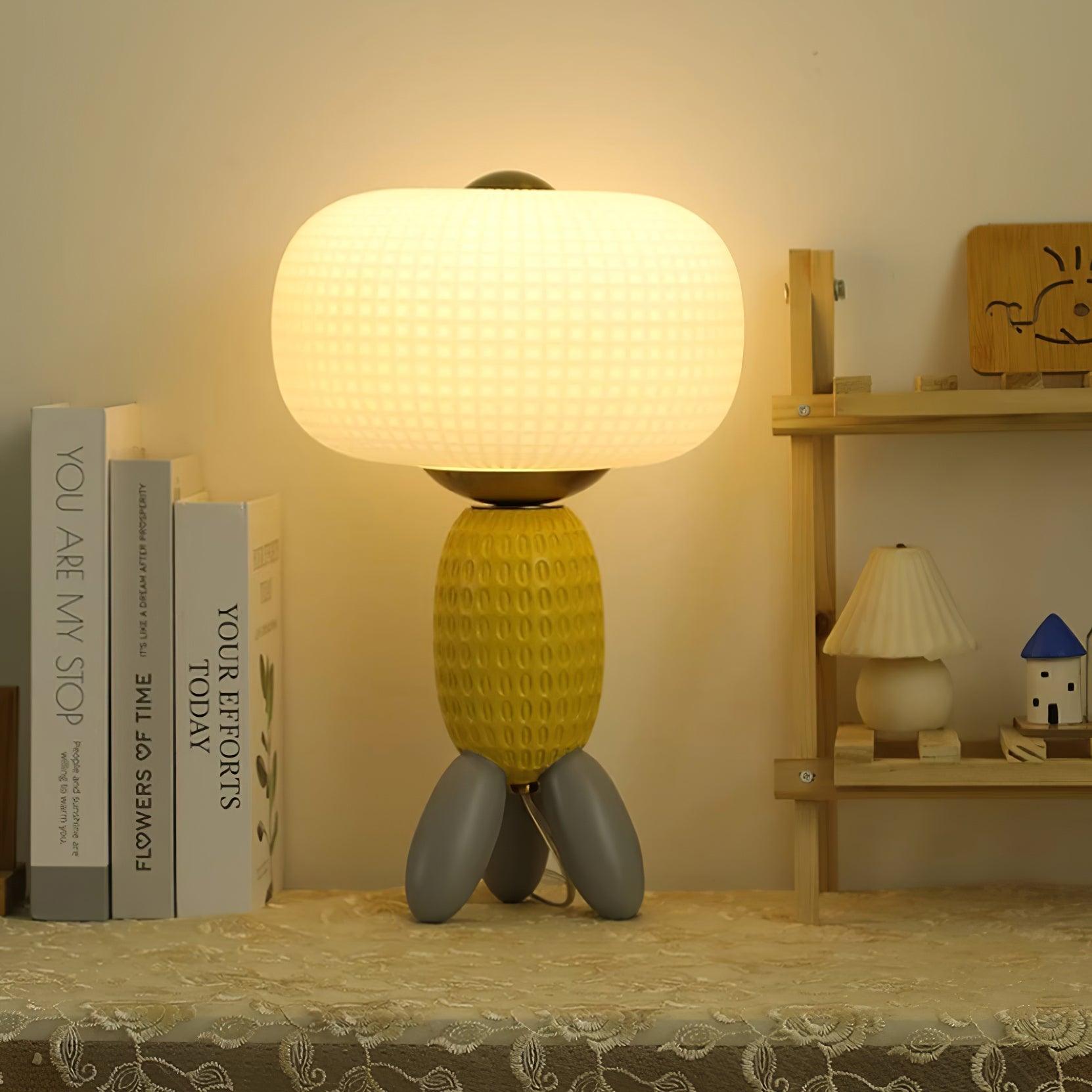 Modern Glass Balloon Table Lamp Sculptural Integrated LED Bedside Lighting for Contemporary Home Decor