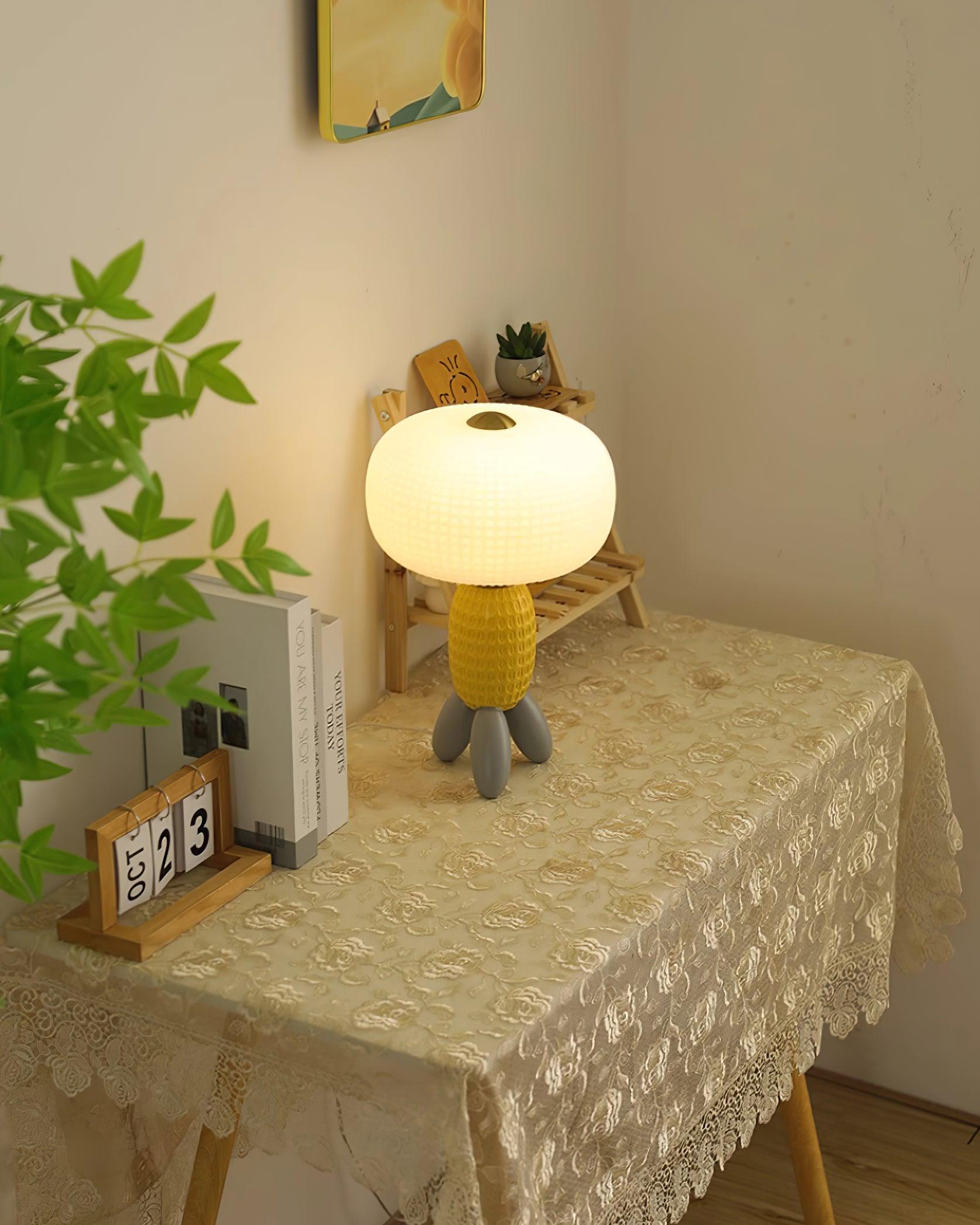 Modern Glass Balloon Table Lamp Sculptural Integrated LED Bedside Lighting for Contemporary Home Decor