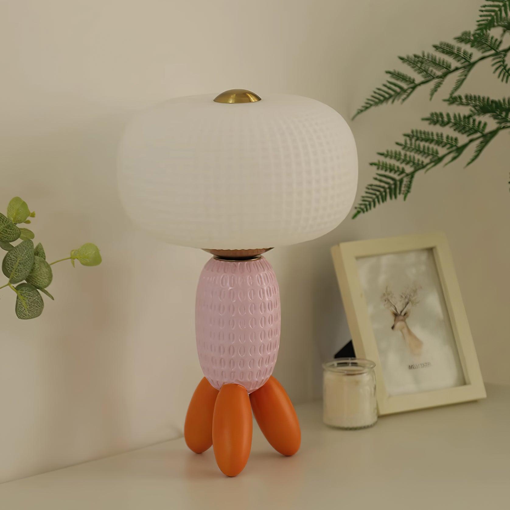 Modern Glass Balloon Table Lamp Sculptural Integrated LED Bedside Lighting for Contemporary Home Decor