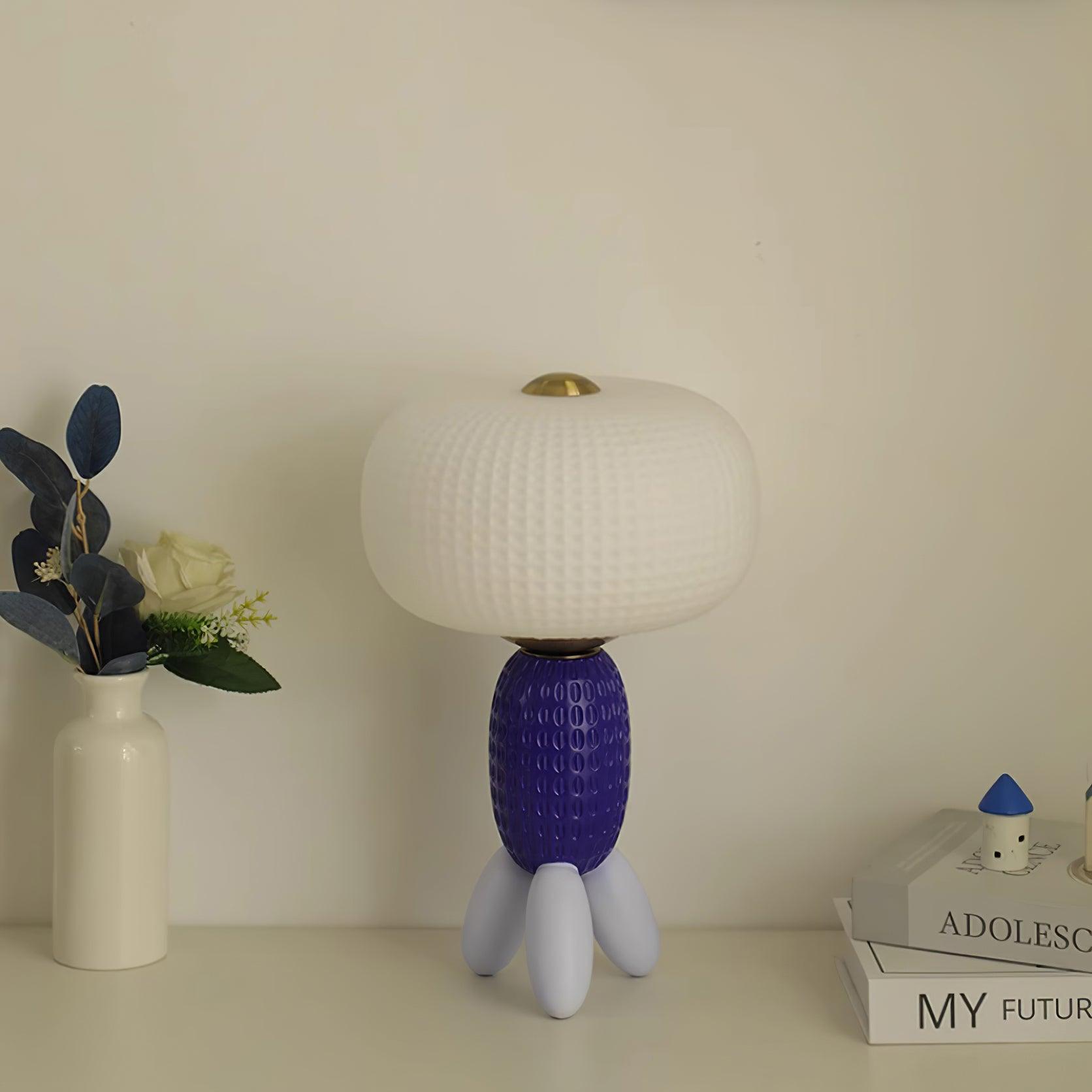 Modern Glass Balloon Table Lamp Sculptural Integrated LED Bedside Lighting for Contemporary Home Decor