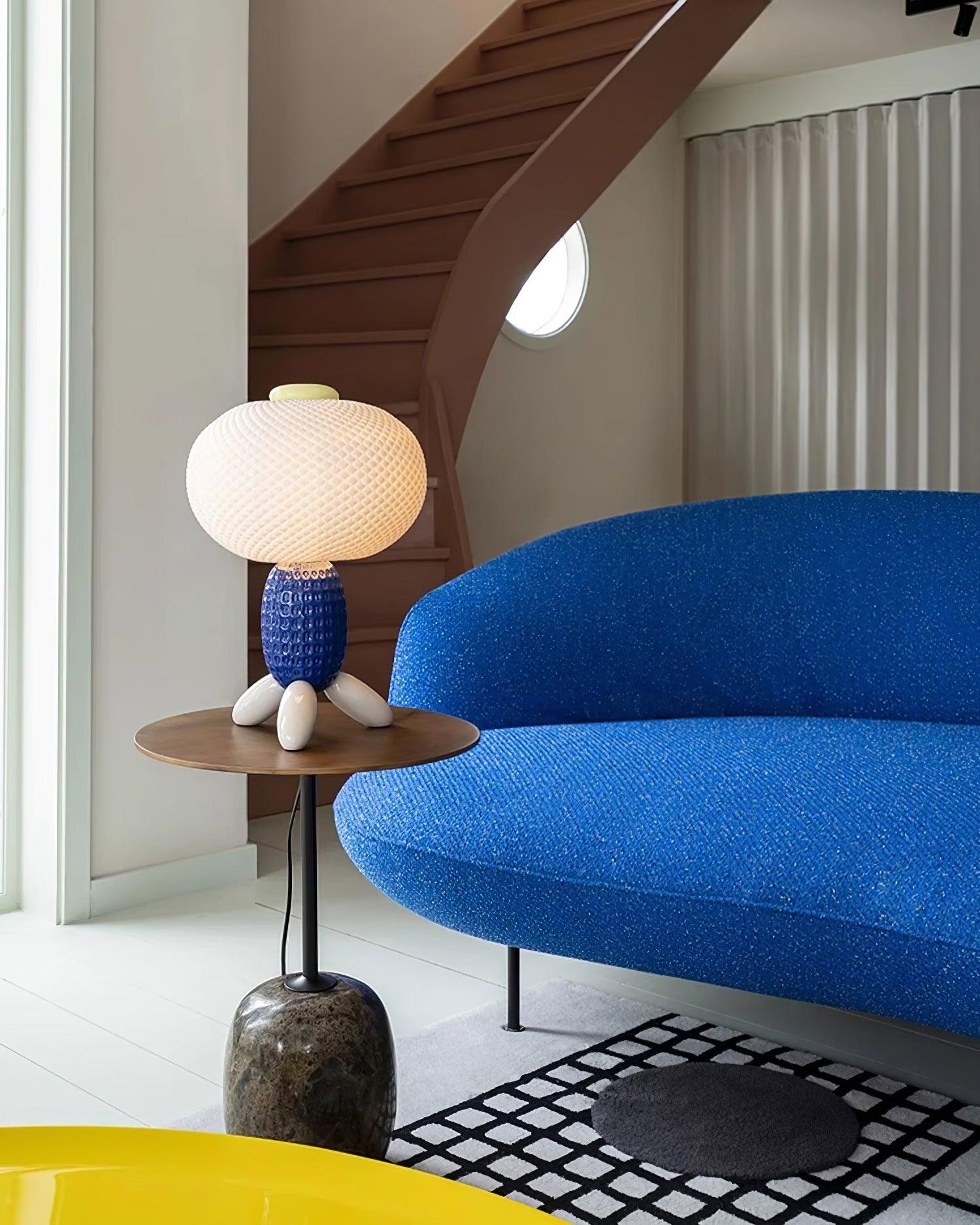 Modern Glass Balloon Table Lamp Sculptural Integrated LED Bedside Lighting for Contemporary Home Decor