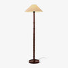 Natural Bamboo Knot Wood Floor Lamp with White Fabric Shade for Living Room and Bedroom