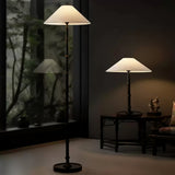 Natural Bamboo Knot Wood Floor Lamp with White Fabric Shade for Living Room and Bedroom