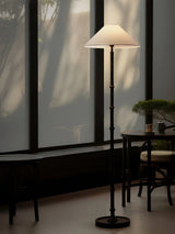 Natural Bamboo Knot Wood Floor Lamp with White Fabric Shade for Living Room and Bedroom