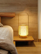 Portable Bamboo Lantern LED Table Lamp for Desk and Bedside USB Charging