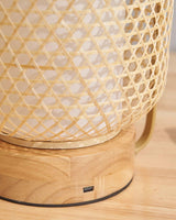 Portable Bamboo Lantern LED Table Lamp for Desk and Bedside USB Charging