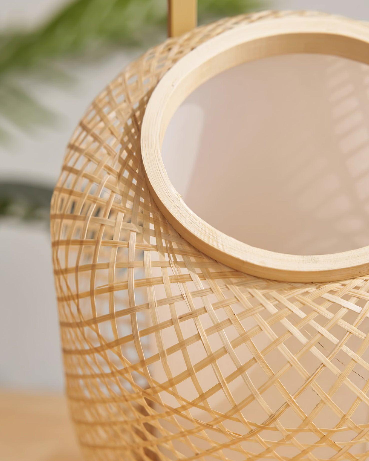 Portable Bamboo Lantern LED Table Lamp for Desk and Bedside USB Charging
