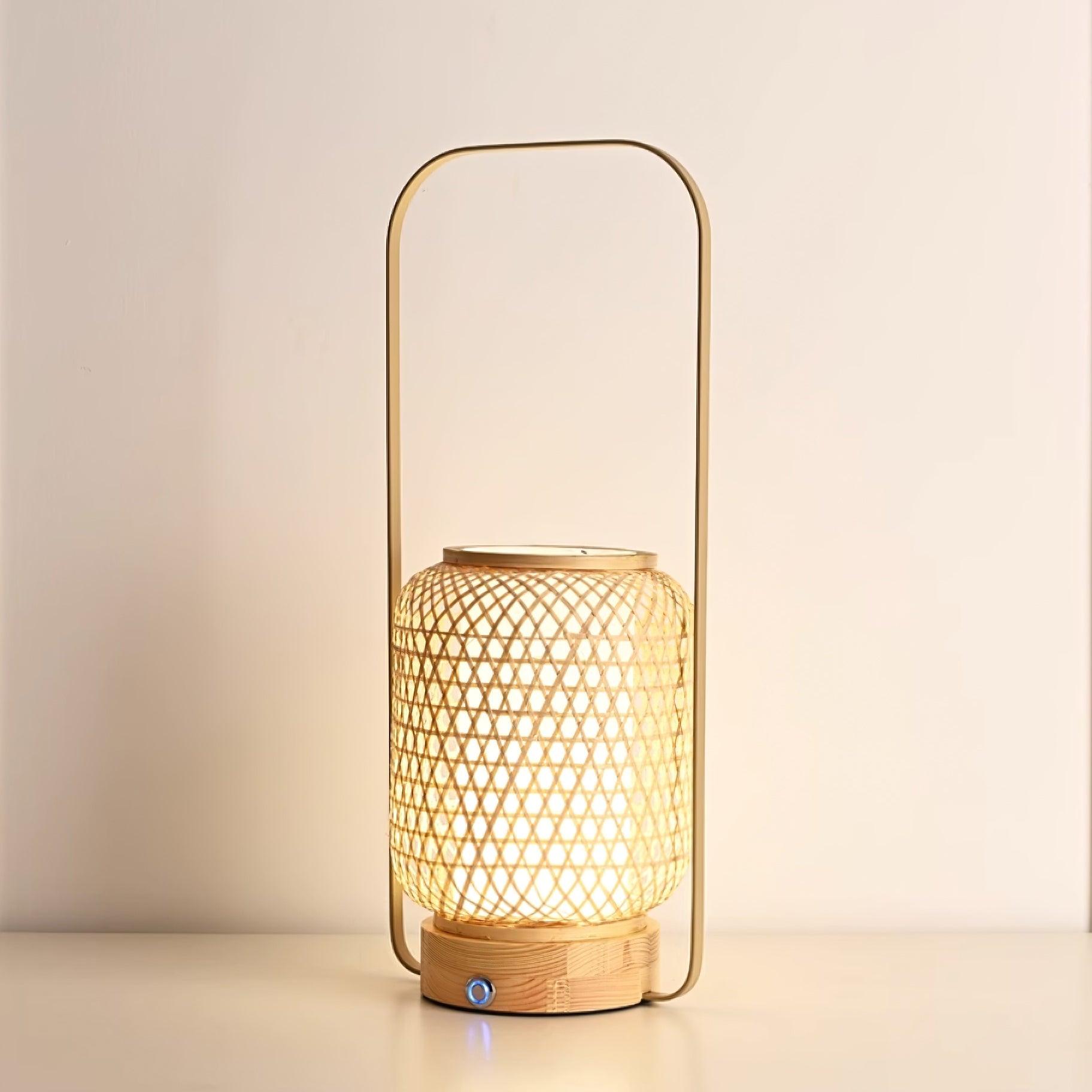 Portable Bamboo Lantern LED Table Lamp for Desk and Bedside USB Charging