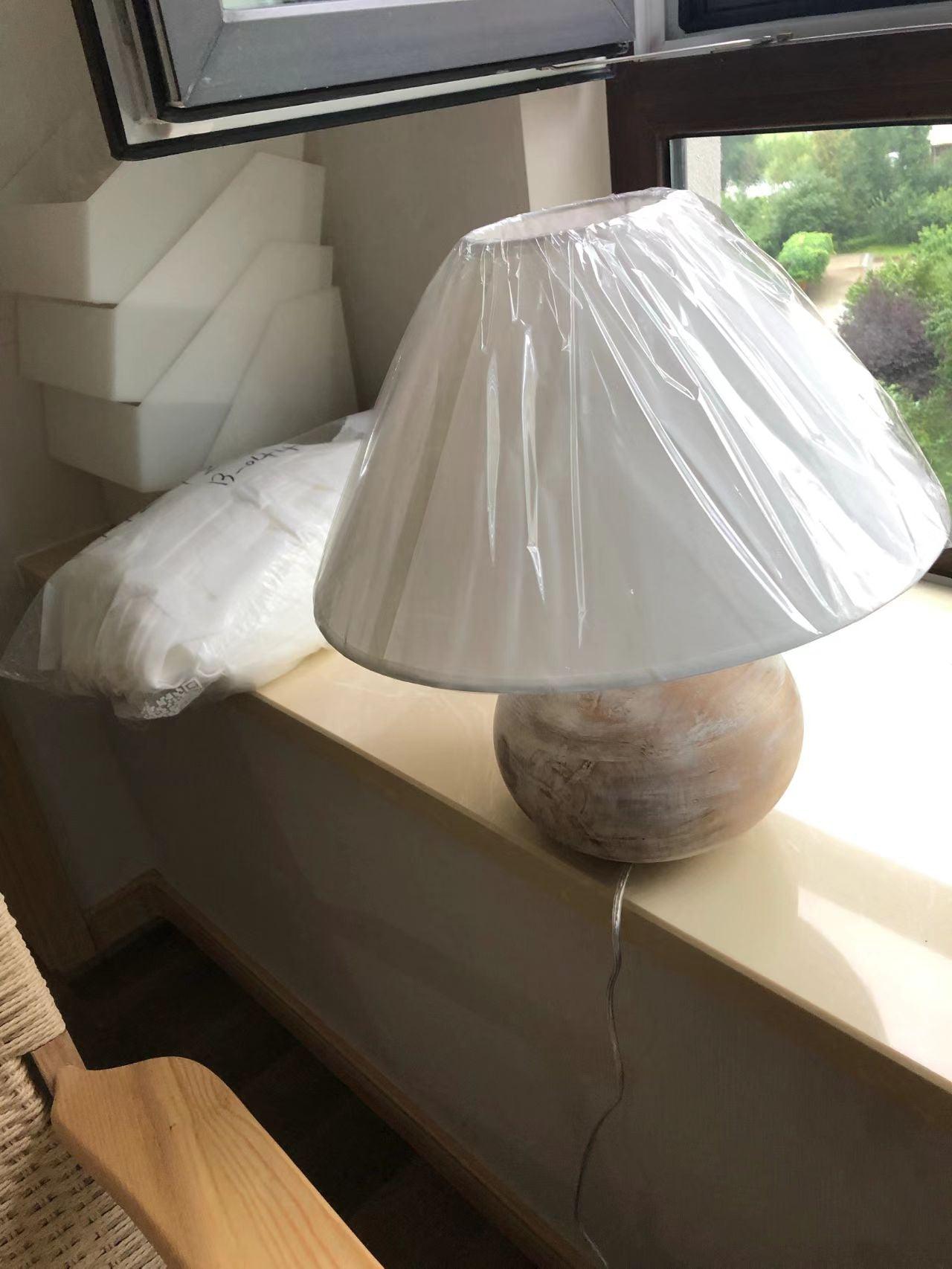 Beachside Whitewashed Wood Table Lamp with White Fabric Shade for Modern Bedside Lighting