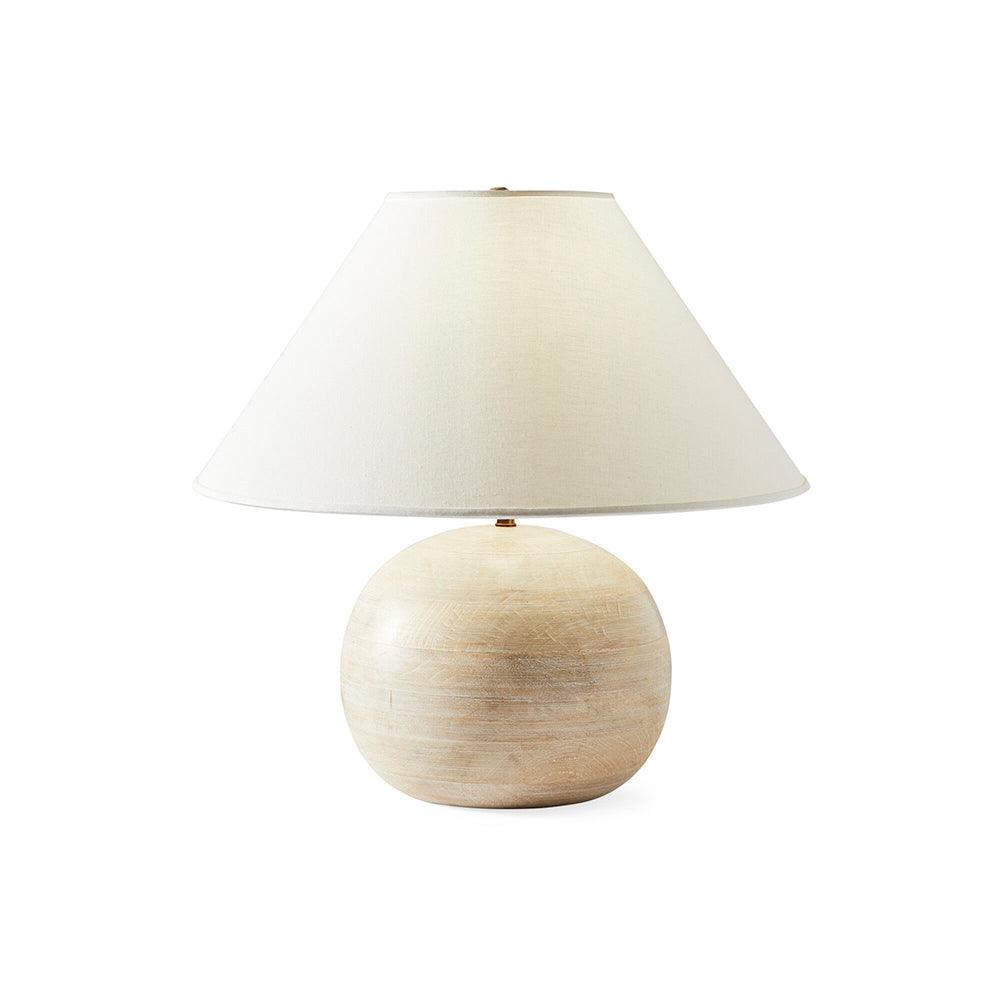 Beachside Whitewashed Wood Table Lamp with White Fabric Shade for Modern Bedside Lighting