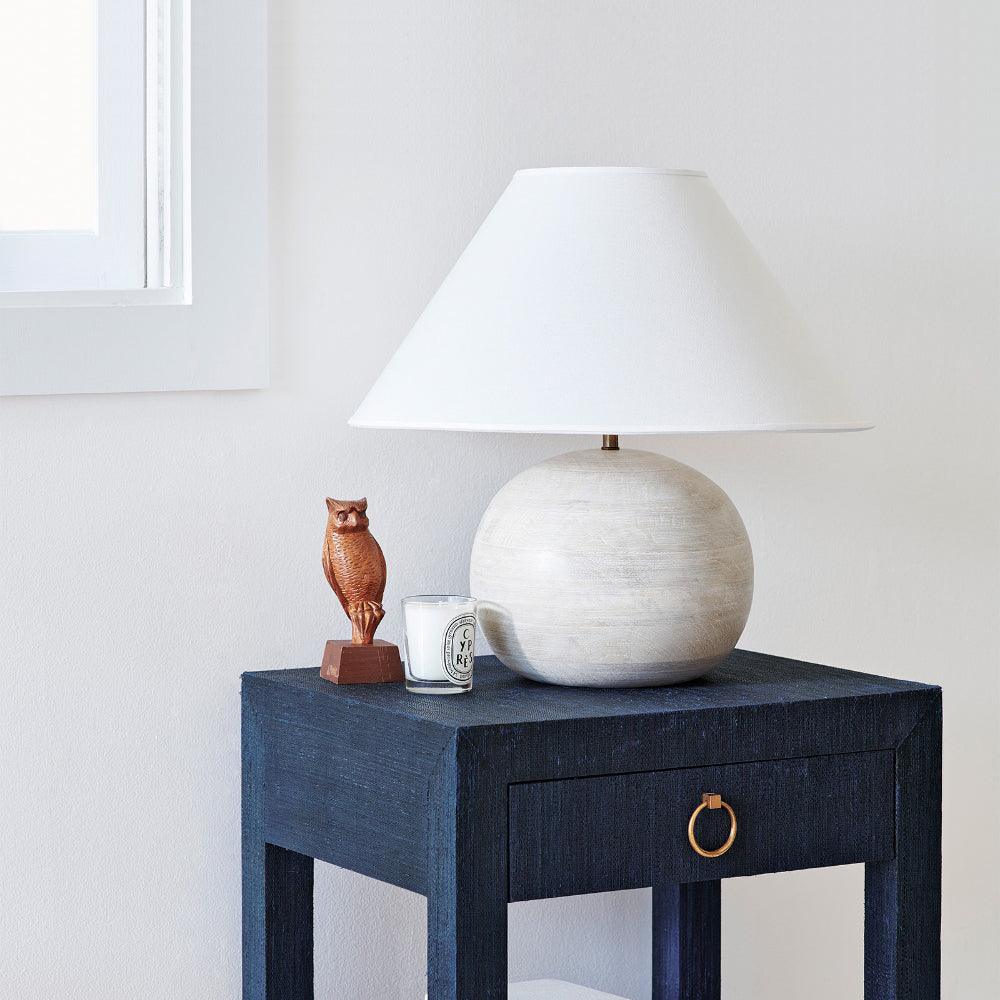 Beachside Whitewashed Wood Table Lamp with White Fabric Shade for Modern Bedside Lighting