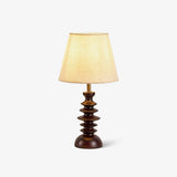 Modern Black Walnut Table Lamp with Handmade Linen Fabric Shade for Bedroom and Living Room