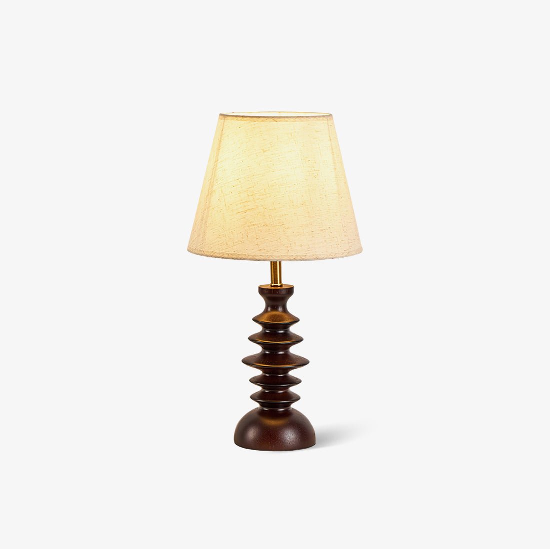 Modern Black Walnut Table Lamp with Handmade Linen Fabric Shade for Bedroom and Living Room