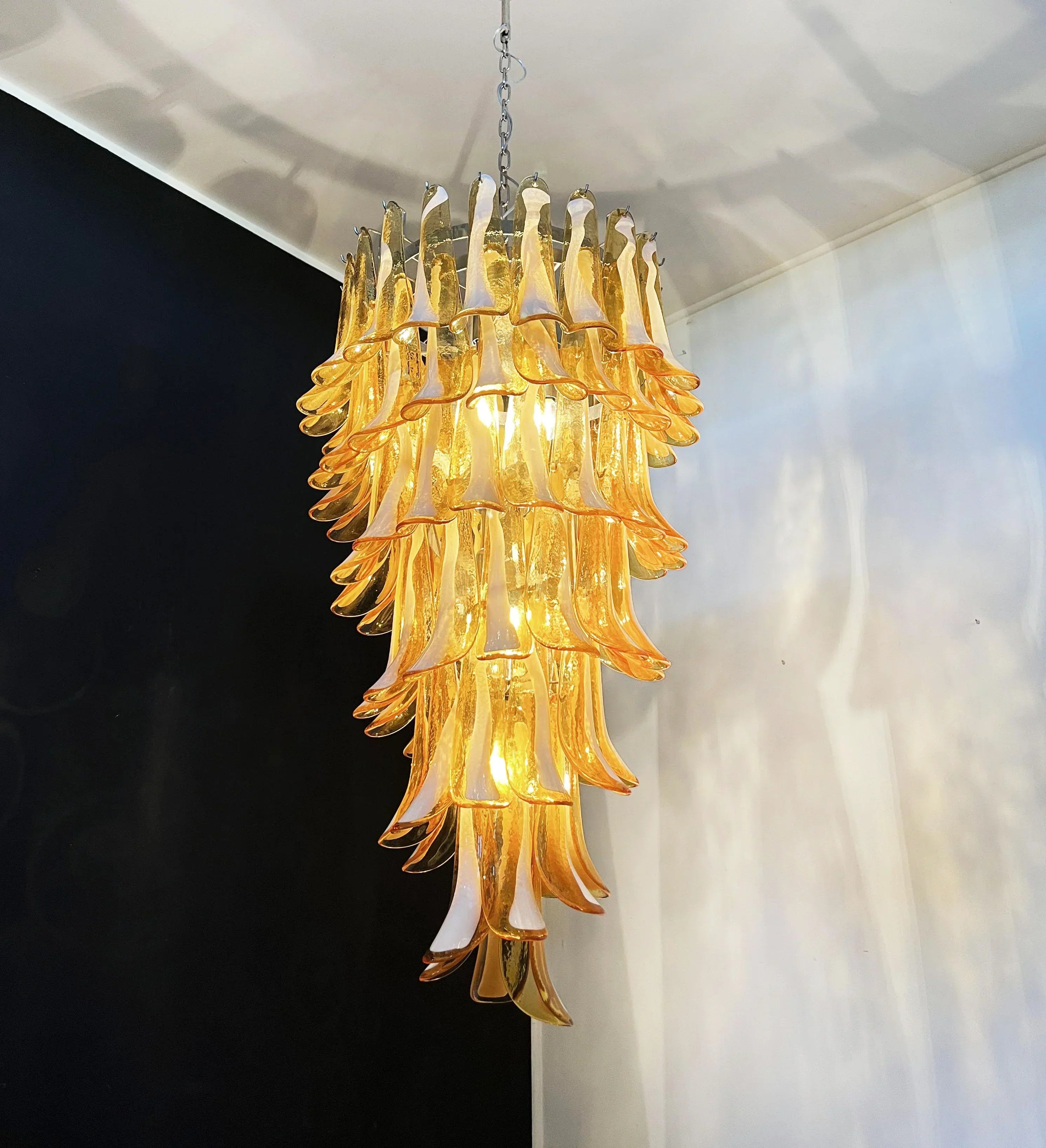 murano-style-amber-glass-petal-spiral-chandelier-handcrafted-elegant-pendant-light