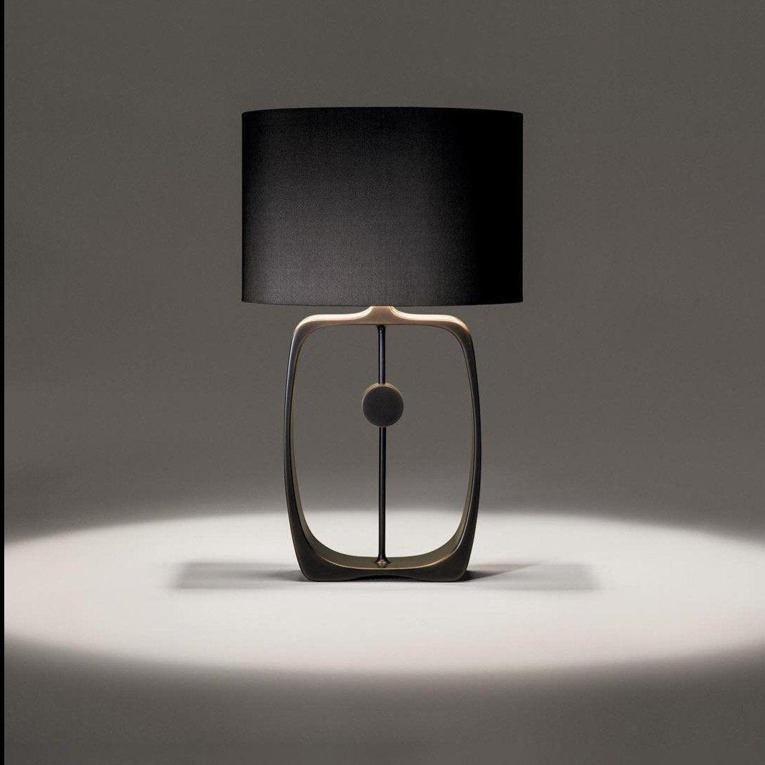 Modern Bell Pepper Sculptural Metal Table Lamp with Fabric Shade for Contemporary Bedside Lighting