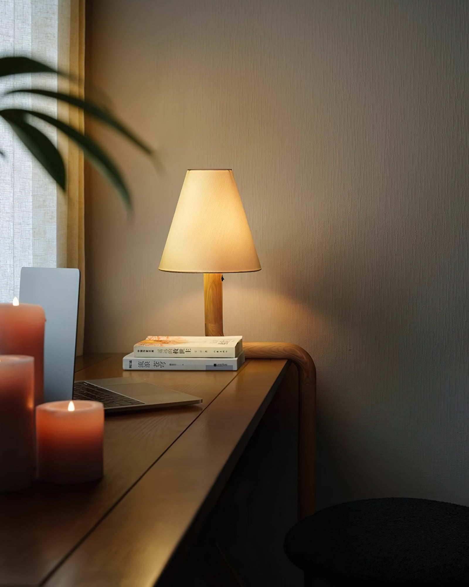 Modern Organic Bend Wood Table Lamp Minimalist Mid Century Bedside Desk Light