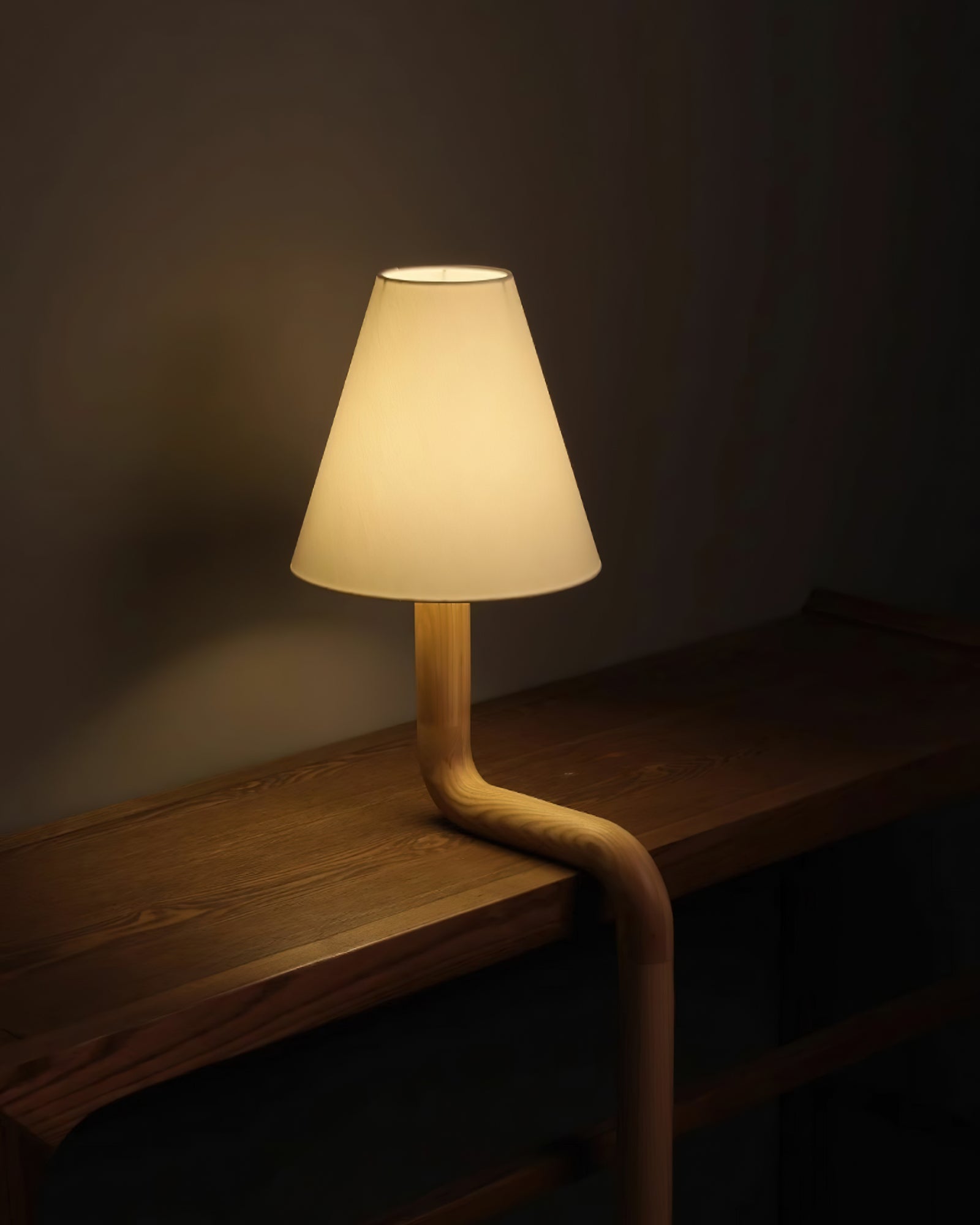 Modern Organic Bend Wood Table Lamp Minimalist Mid Century Bedside Desk Light