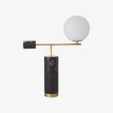Modern Geometric Terrazzo Table Lamp with Spherical Glass Shade for Home Office