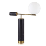 Modern Geometric Terrazzo Table Lamp with Spherical Glass Shade for Home Office