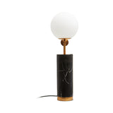 Modern Geometric Terrazzo Table Lamp with Spherical Glass Shade for Home Office