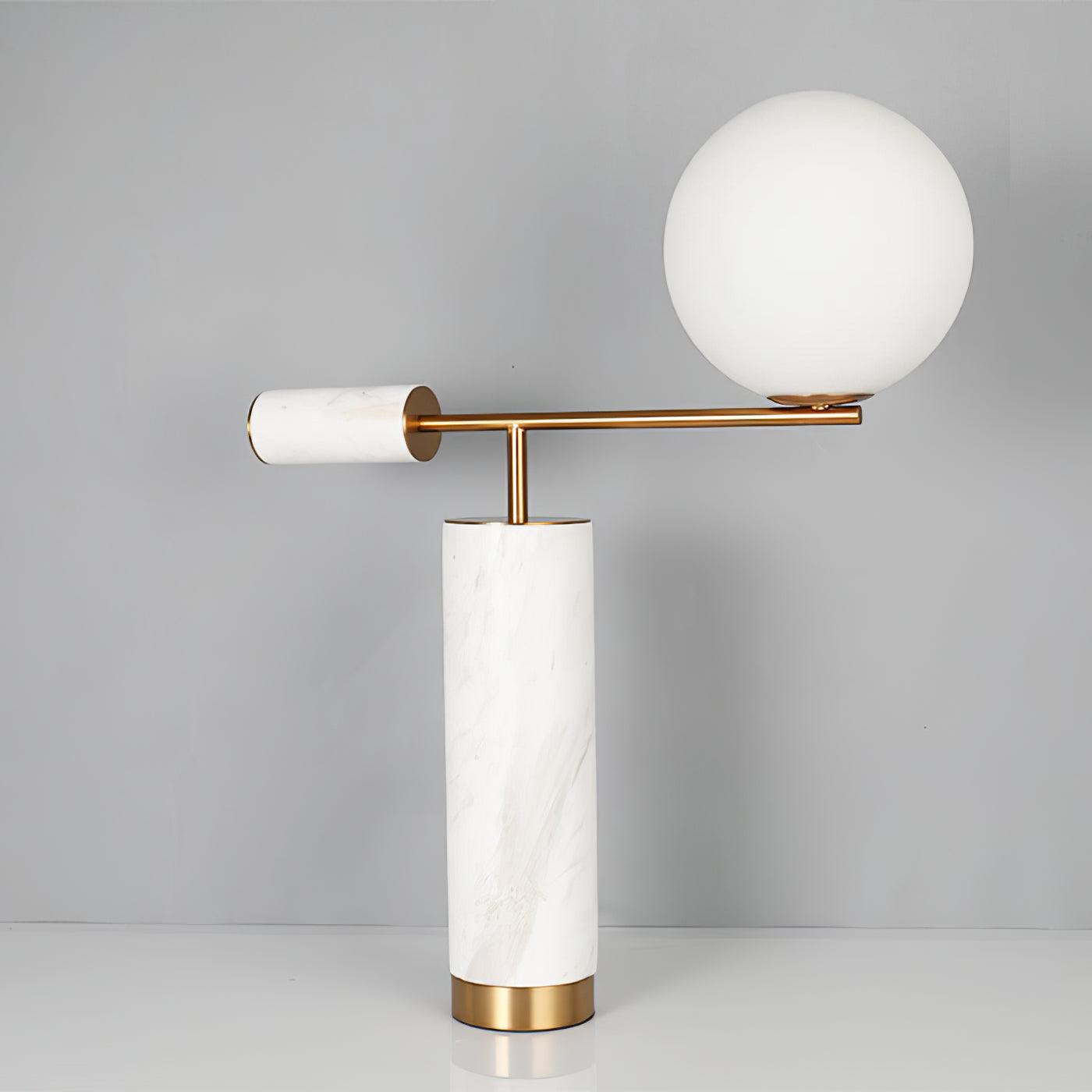 Modern Geometric Terrazzo Table Lamp with Spherical Glass Shade for Home Office