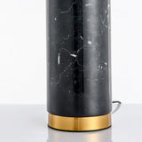 Modern Geometric Terrazzo Table Lamp with Spherical Glass Shade for Home Office