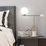 Modern Geometric Terrazzo Table Lamp with Spherical Glass Shade for Home Office
