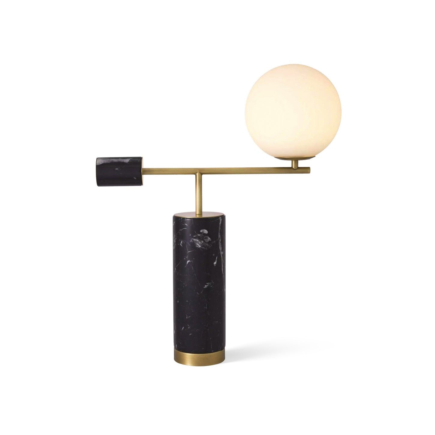 Modern Geometric Terrazzo Table Lamp with Spherical Glass Shade for Home Office