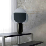 Bery Modern Table Lamp with Geometric Smoke Gray Acrylic Shade and Black Iron Base