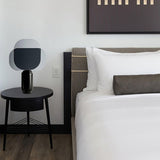 Bery Modern Table Lamp with Geometric Smoke Gray Acrylic Shade and Black Iron Base