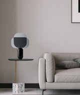 Bery Modern Table Lamp with Geometric Smoke Gray Acrylic Shade and Black Iron Base