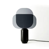 Bery Modern Table Lamp with Geometric Smoke Gray Acrylic Shade and Black Iron Base