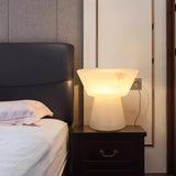 Beta White Marble Cone Table Lamp with Brass Detail for Elegant Ambient Light
