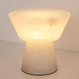 Beta White Marble Cone Table Lamp with Brass Detail for Elegant Ambient Light