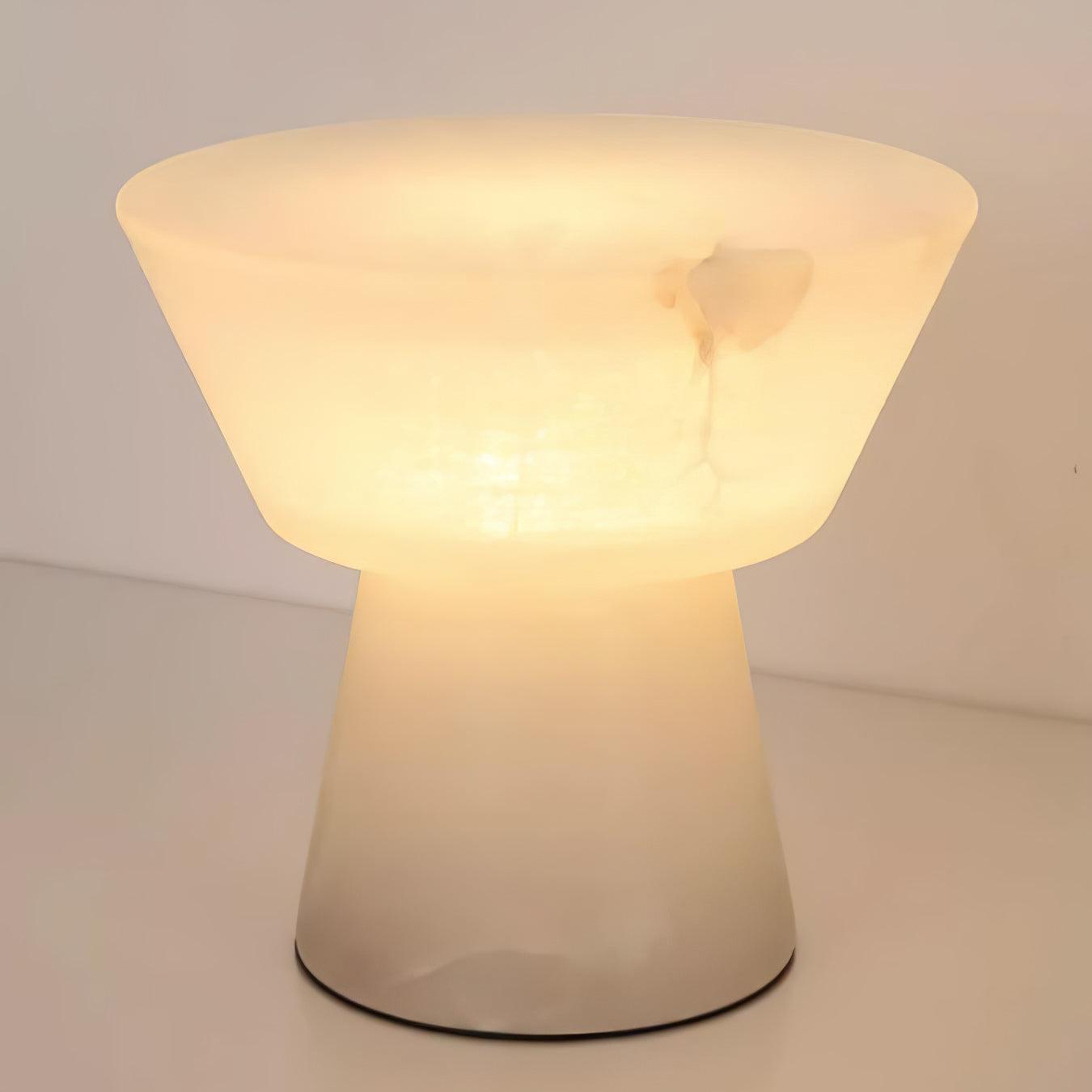 Beta White Marble Cone Table Lamp with Brass Detail for Elegant Ambient Light