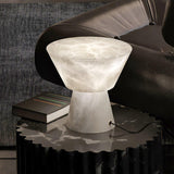 Beta White Marble Cone Table Lamp with Brass Detail for Elegant Ambient Light