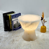 Beta White Marble Cone Table Lamp with Brass Detail for Elegant Ambient Light