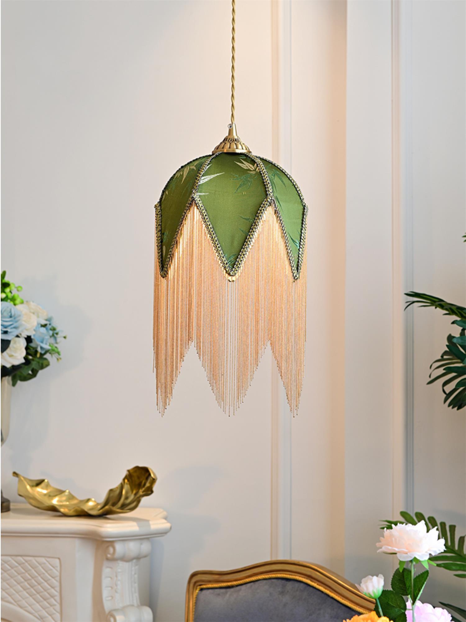 vintage-style-velvet-fringed-pendant-light-with-tassels-and-brass-details